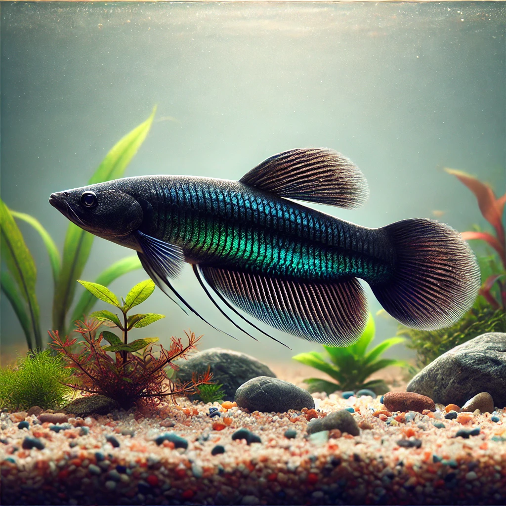 Cynolebias nigripinnis Pérola argentina com barbatanas pretas