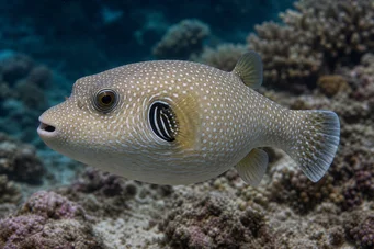 Arothron hispidus Peixe de balão de mancha azul