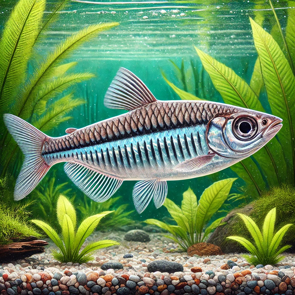 Nannaethiops unitaeniatu... Tetra africana em uma li...